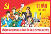 Mẫu tranh và khẩu hiệu tuyên truyền Kỷ niệm 81 năm Ngày thành lập Đảng bộ tỉnh Đắk Lắk (23/11/1940-23/11/2021)